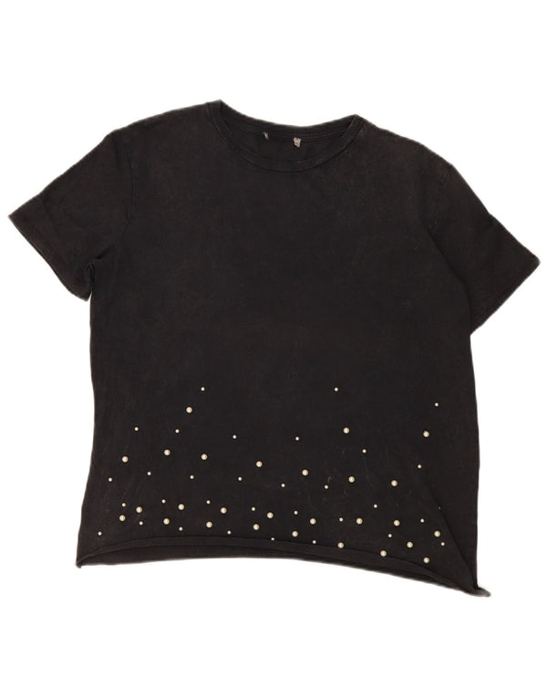 Vintage Womens T-Shirt Top UK 14 Large Black
