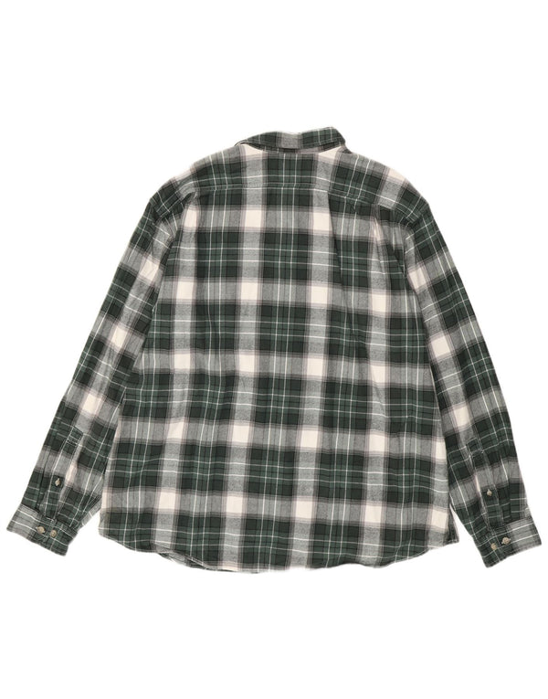 EDDIE BAUER Camisa de franela de corte relajado para hombre XL Algodón a cuadros verdes