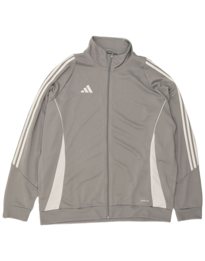 Adidas Hombre Aeroready Chándal Top Chaqueta 2XL Gris Colorblock Poliéster