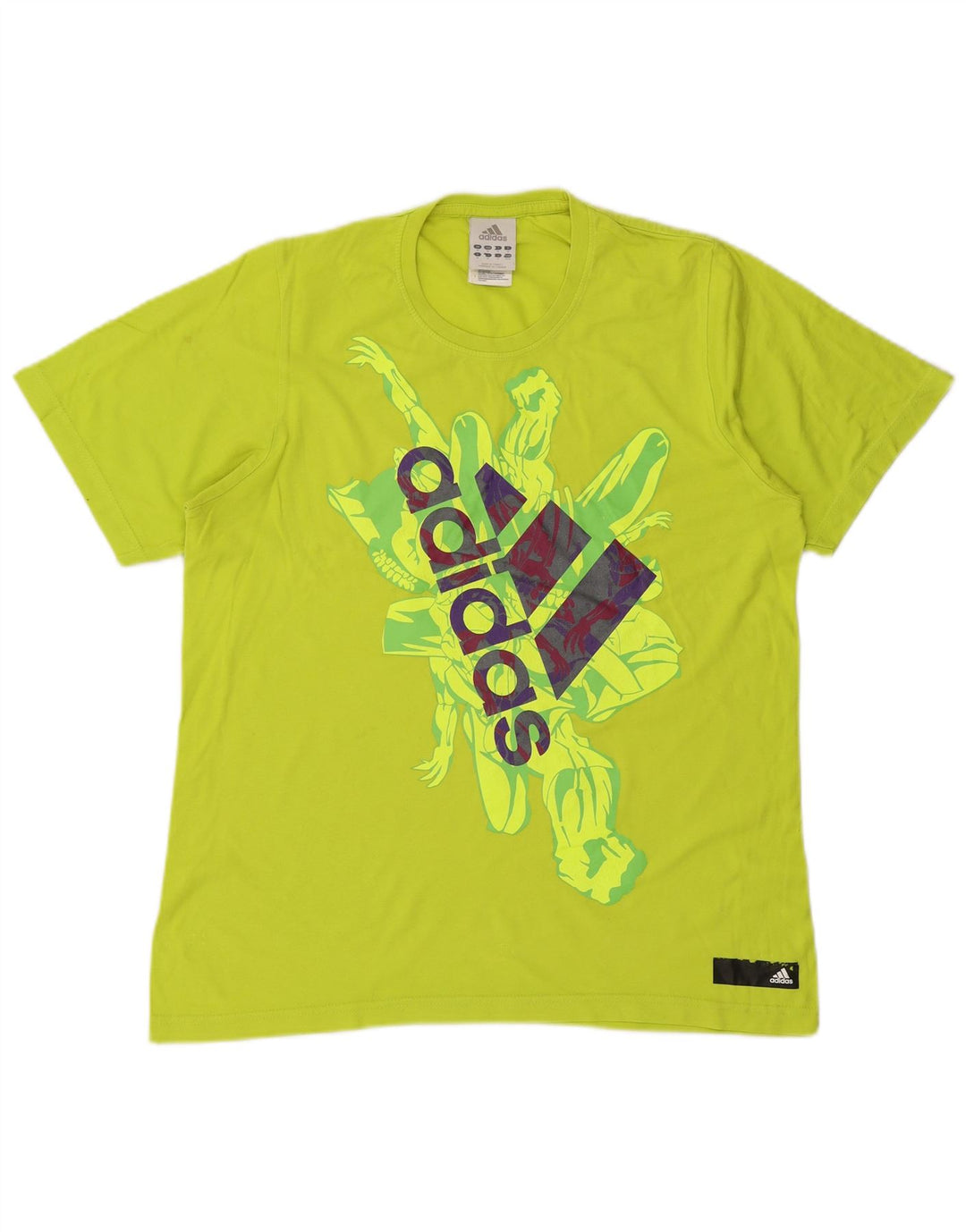 Adidas Hombre Camiseta Gráfica Top Algodón Verde Medio