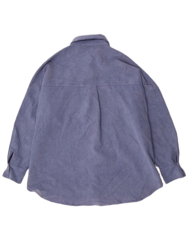 Zara Mujer Sobrecamisa Camisa Extragrande UK 44 Poliéster Azul Medio