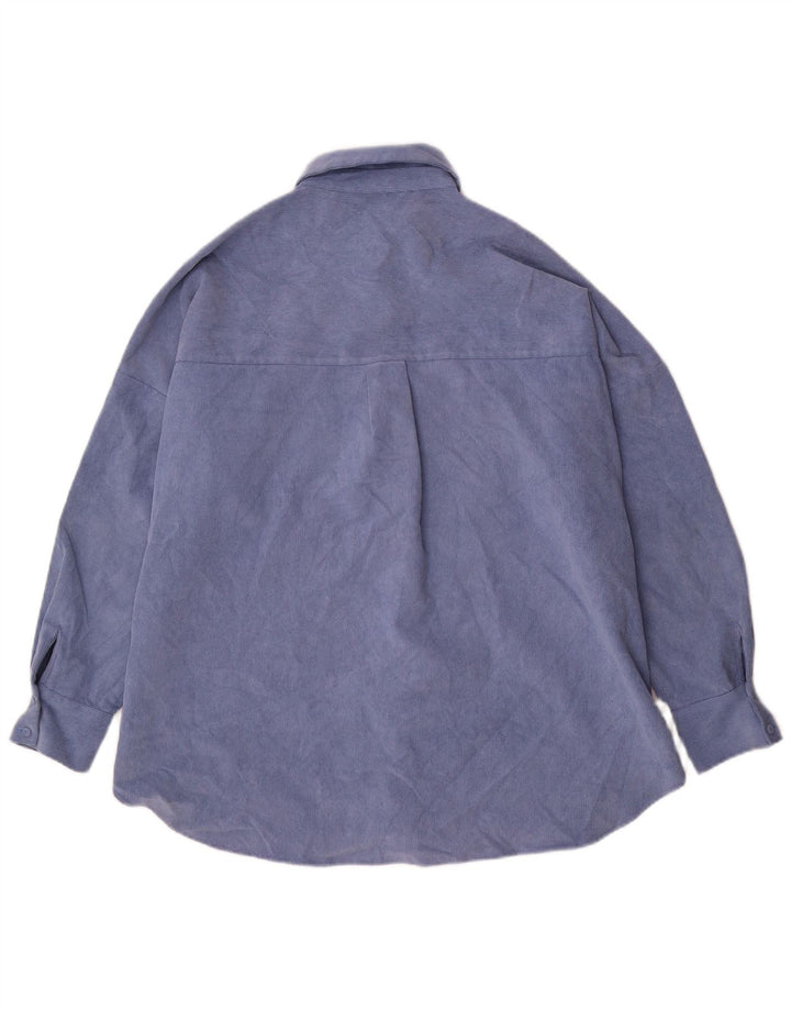 Zara Mujer Sobrecamisa Camisa Extragrande UK 44 Poliéster Azul Medio