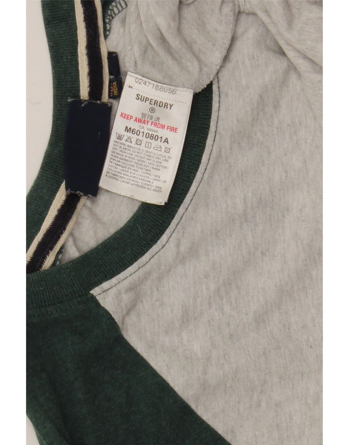 Superdry Hombre Camiseta De Manga Larga De Algodón Color Block Gris Medio