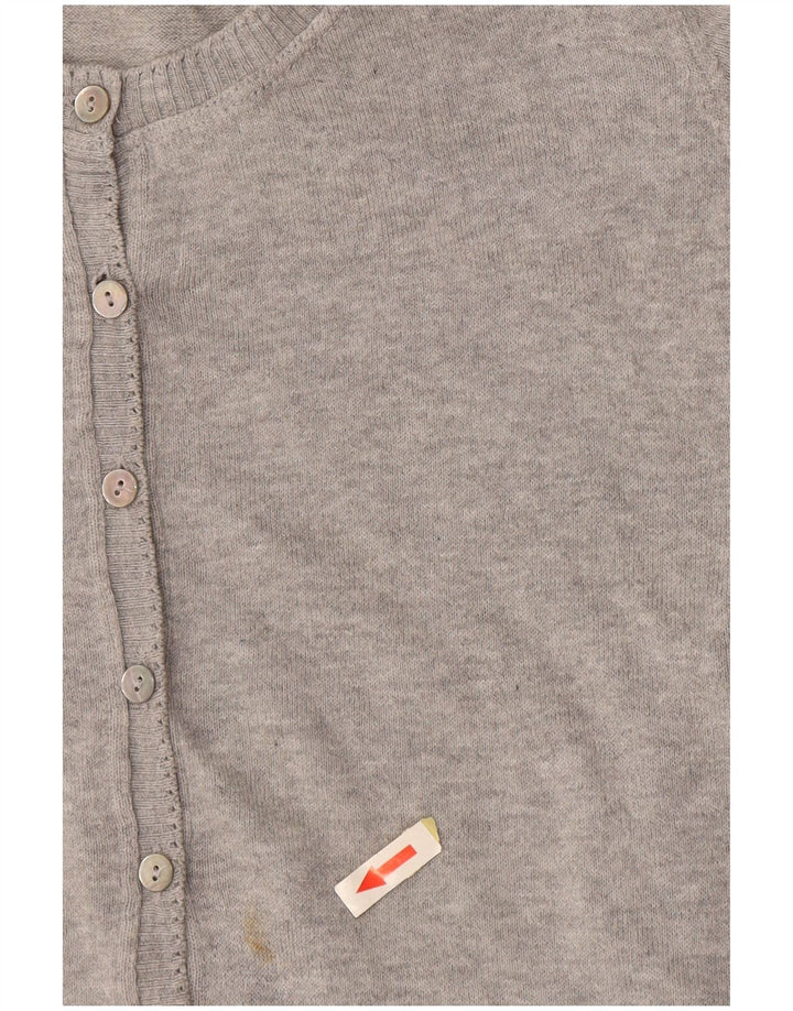 BENETTON Suéter tipo cárdigan de manga corta para mujer UK 42 Gris medio moteado