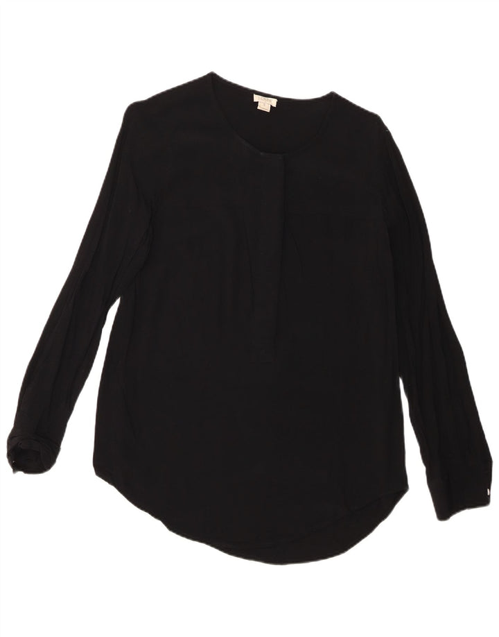 J. CREW Blusa de manga larga para mujer UK 10 Small Viscosa negra