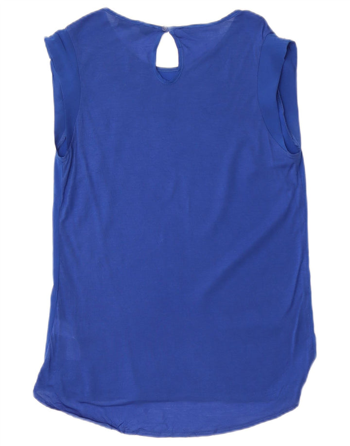 French Connection Blusa sin mangas para mujer UK 10 Small Poliéster azul