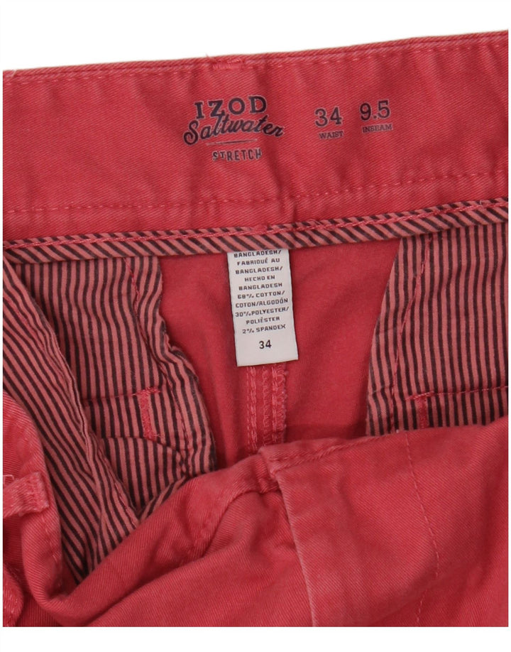 Izod Pantalones cortos chinos de agua salada para hombre W34 Algodón rosa grande