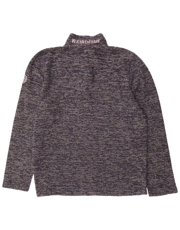 Weird Fish Sudadera con Cuello y Cremallera para Hombre Jersey XL Azul Marino Moteado Acrílico