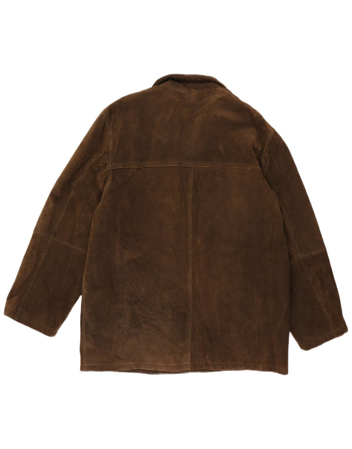 Vintage hombres ante chaqueta Reino Unido 42 XL cuero marrón