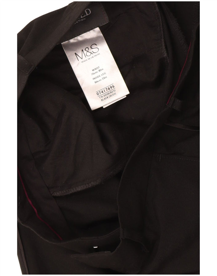 Pantalones de traje ajustados para mujer Marks & Spencer W30 L33 Poliéster negro