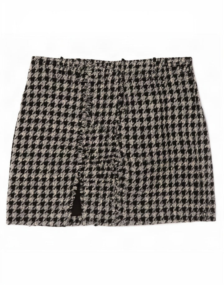 Minifalda Zara Mujer Small W26 Poliéster Pata De Gallo Negro