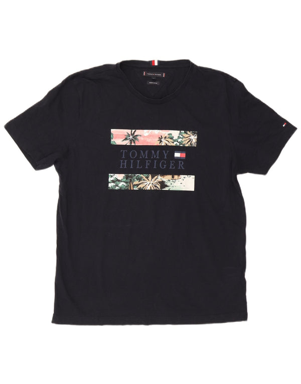 Tommy Hilfiger Camiseta gráfica para hombre Top XL Azul marino Algodón