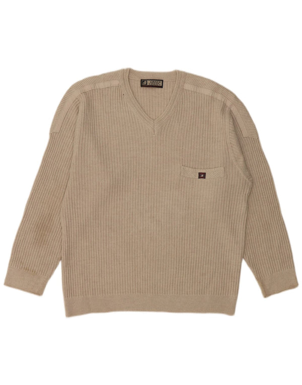 Green Coast Jersey con Cuello en V para Hombre IT 52 Large Gris Lana Merino
