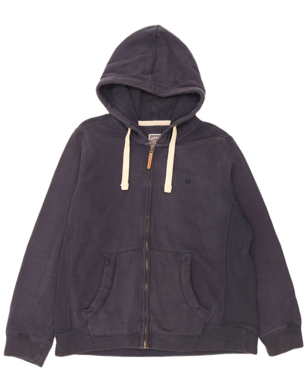 Fat Face Sudadera con capucha y cremallera para hombre XL Algodón azul marino