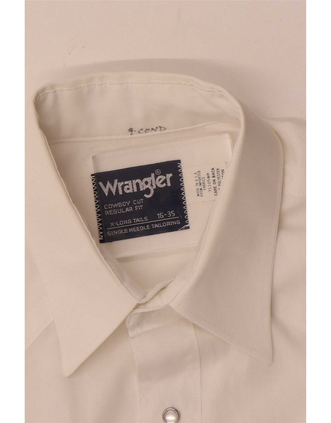 Wrangler Camisa alta para hombre Talla 16 Poliéster blanco grande
