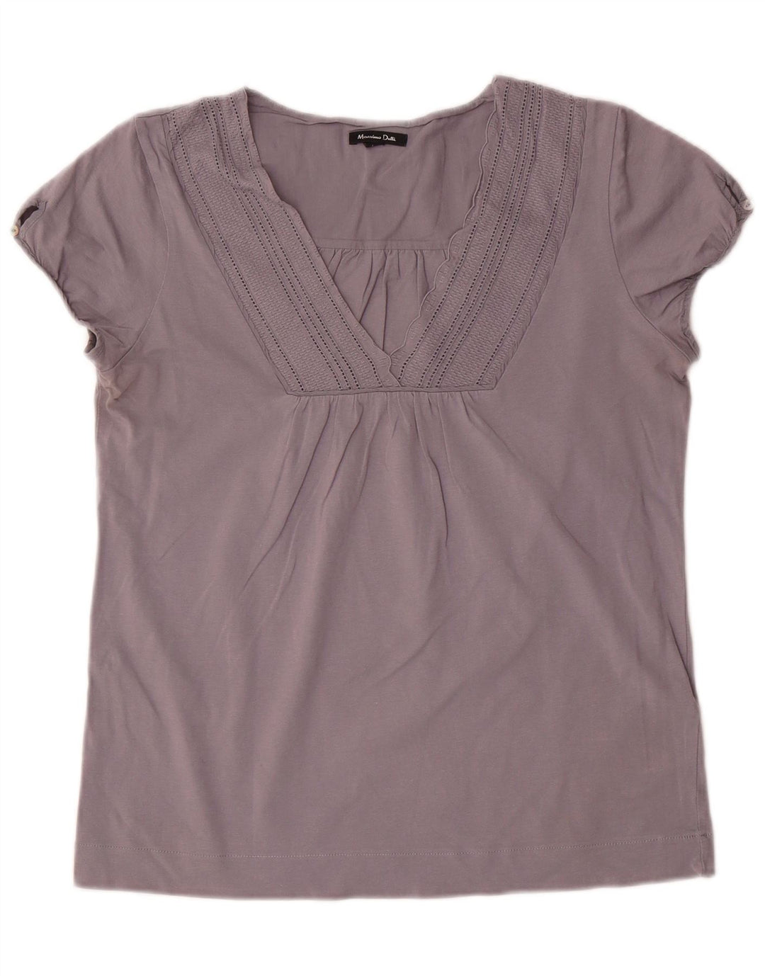 MASSIMO DUTTI Blusa Mujer Top UK 44 Grande Gris Algodón