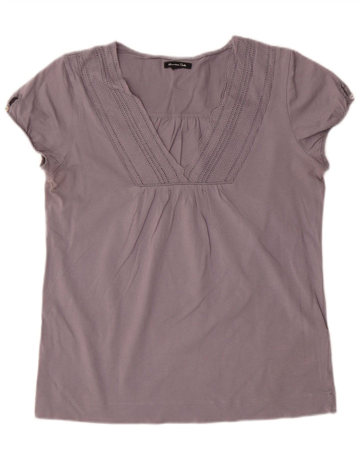 MASSIMO DUTTI Blusa Mujer Top UK 44 Grande Gris Algodón