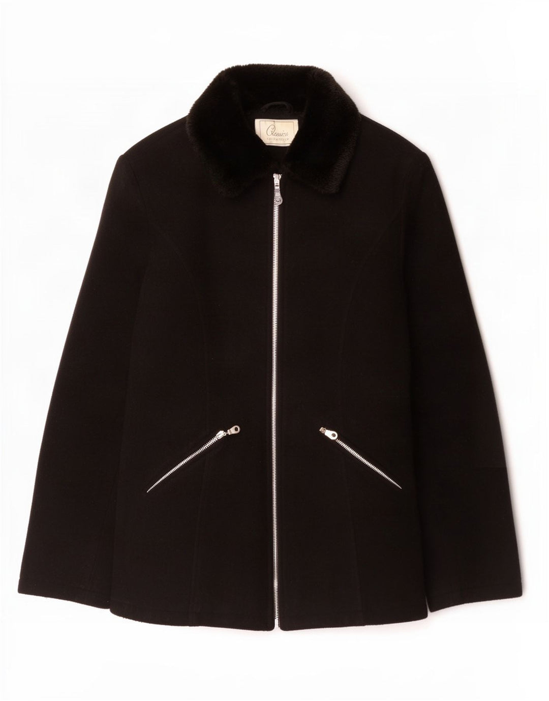 St. Bernard Abrigo con cremallera completa para mujer UK 10 Small Black Wool