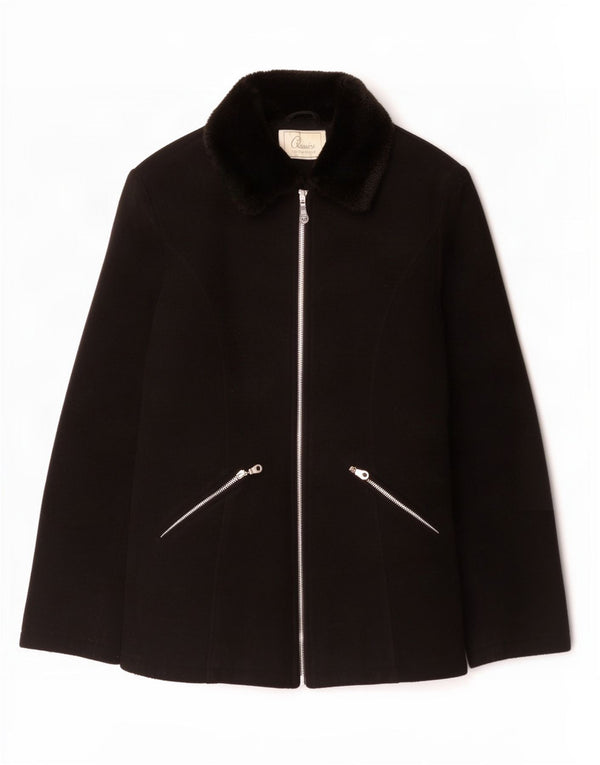 St. Bernard Abrigo con cremallera completa para mujer UK 10 Small Black Wool