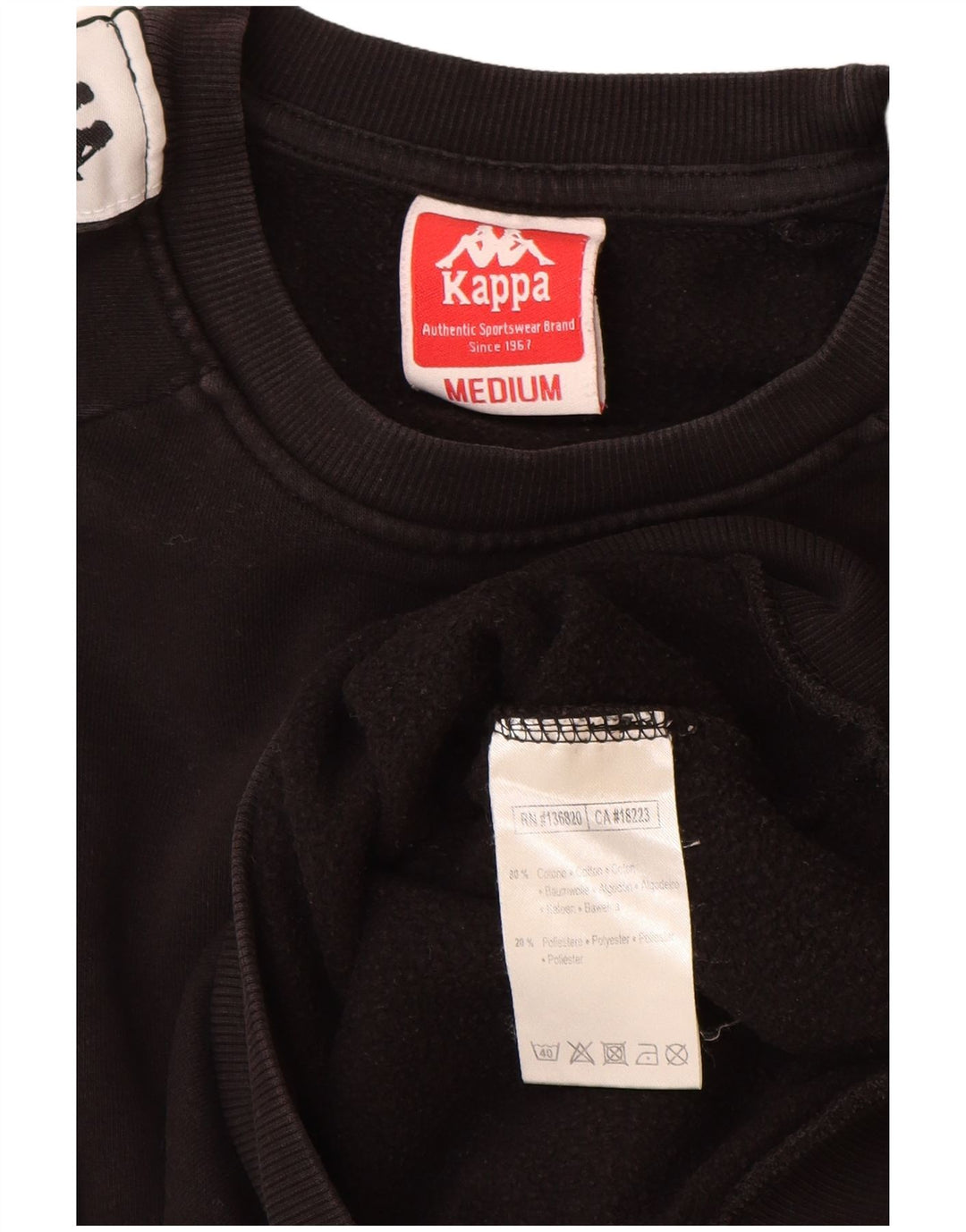KAPPA Hombre Sudadera Gráfica Jersey Medium Black Colourblock Algodón