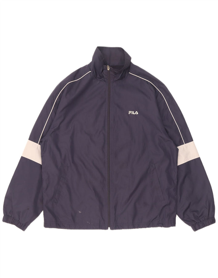 Fila Chaqueta impermeable para hombre UK 38 Medium Azul marino Colorblock Poliéster