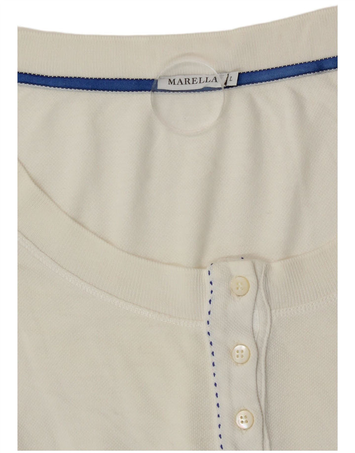 Marella Top Mujer Manga Larga UK 44 Grande Algodón Blanco Roto