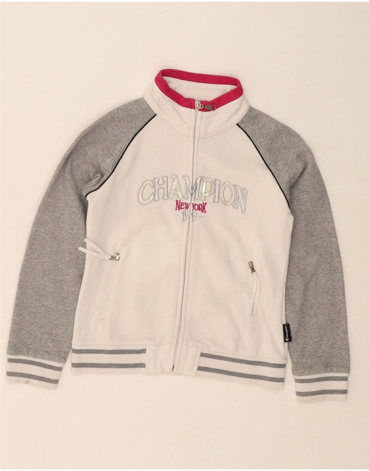 CHAMPION Girls Tracksuit Top Jacket 7-8 Years Small White Colourblock Vintage Champion and Second-Hand Champion from Messina Hembry 