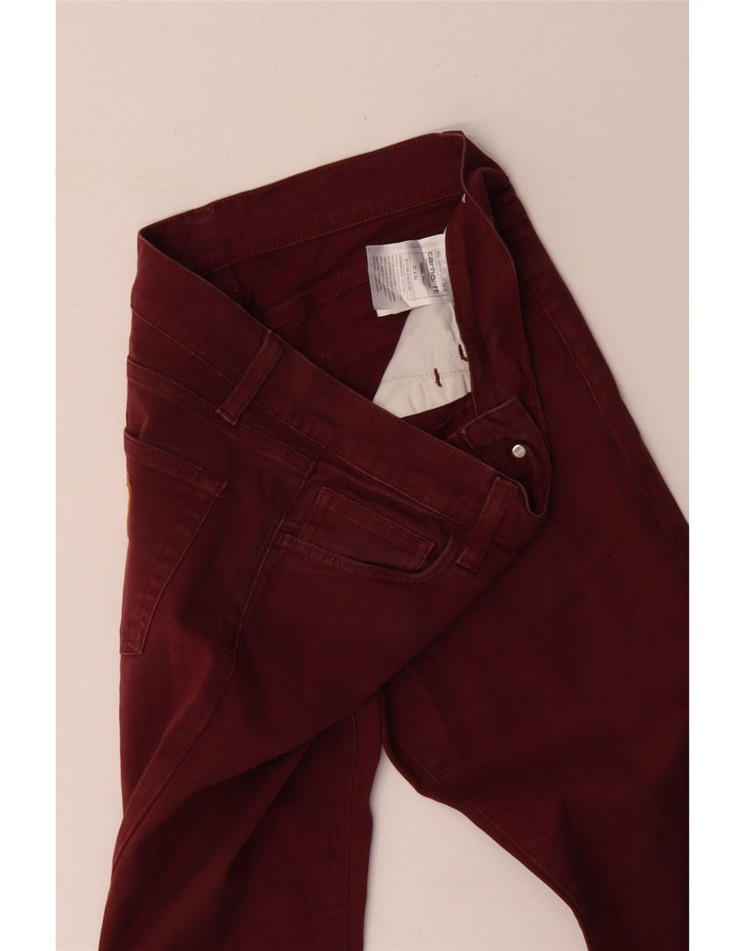 CARHARTT Pantalones informales ajustados para mujer W30 L34 Algodón burdeos