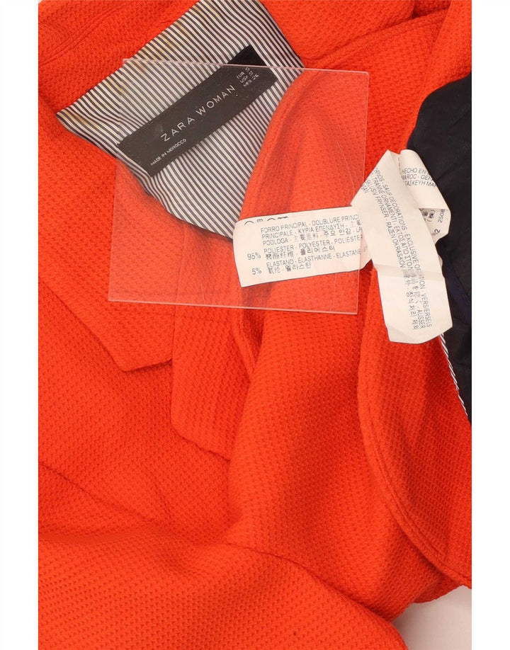 Zara Mujer Chaqueta Blazer De 1 Botón UK 10 Small Naranja Poliéster