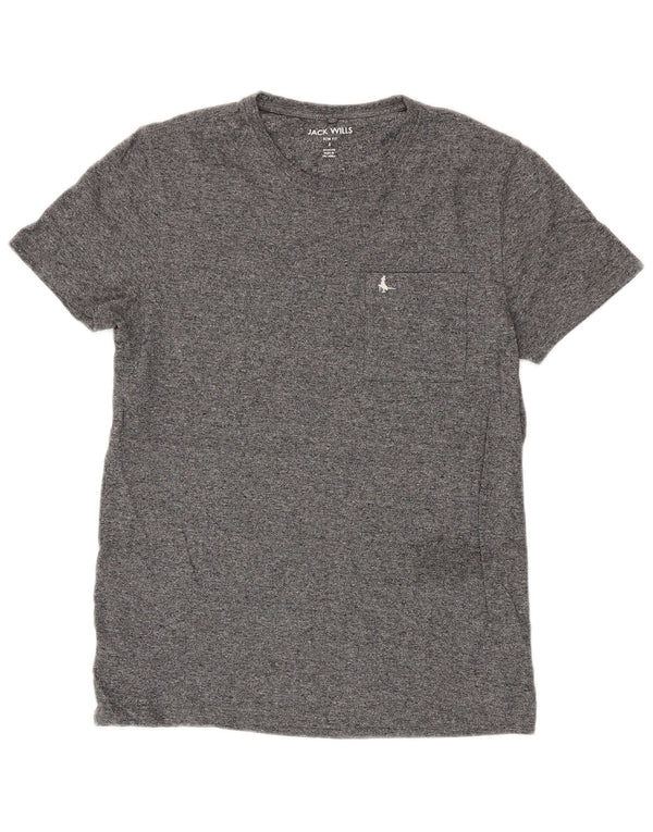 Jack Wills Mens Slim Fit T-Shirt Top Small Grey Flecked Cotton