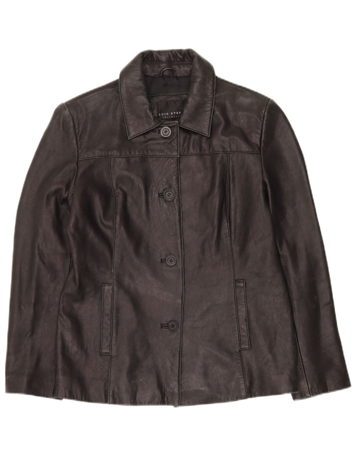 VINTAGE Chaqueta de cuero para mujer Reino Unido 16 Cuero negro grande