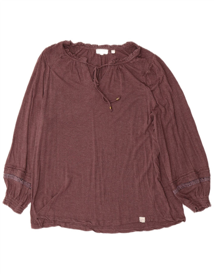 FAT FACE Blusa extragrande de manga larga para mujer UK 10 Small Marrón Viscosa