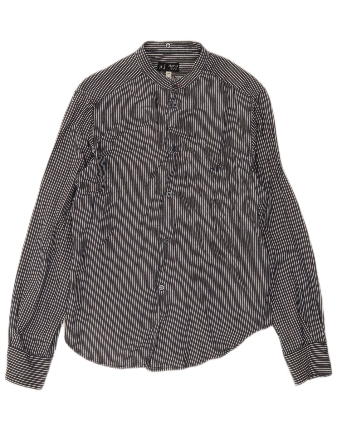Camisa Armani Jeans Hombre Grande Azul Marino Rayas Algodón