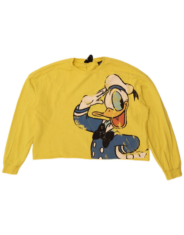 Desigual Womens Disney Oversized Graphic Top Long Sleeve UK 16 Large Yellow