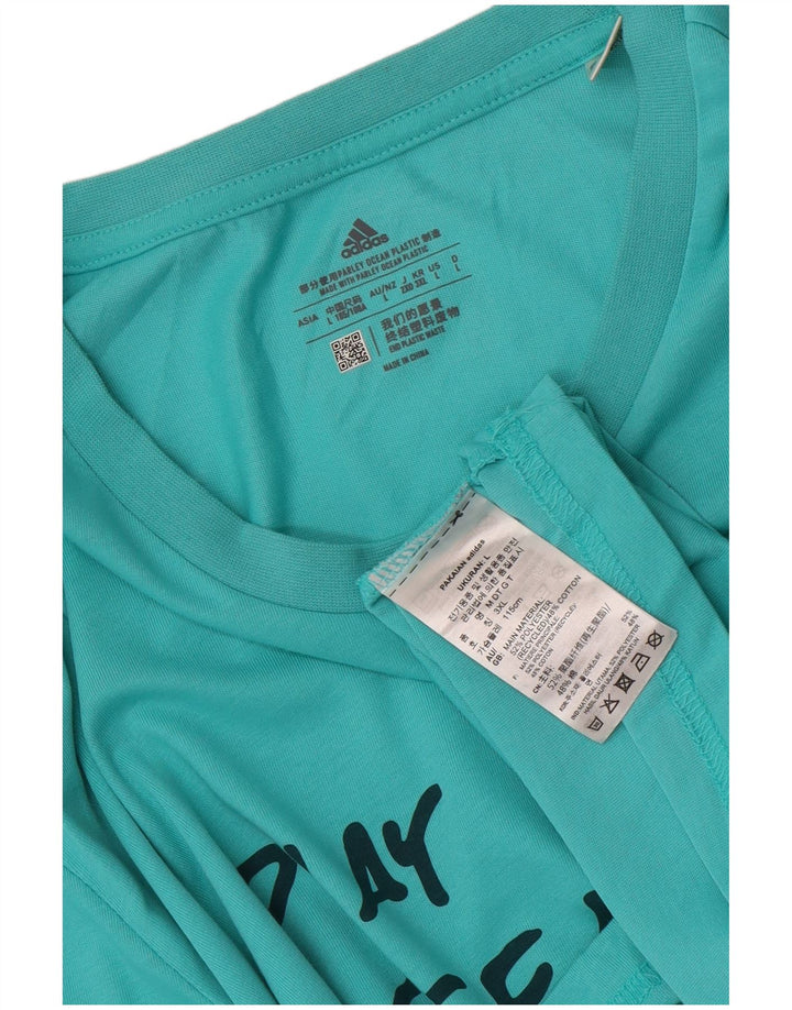 Adidas - Camiseta gráfica para hombre, talla grande, poliéster azul