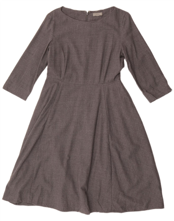 Cos Vestido acampanado de manga 3/4 para mujer UK 42 Lana gris medio