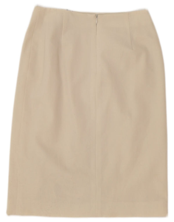 Gianfranco Ferre Falda lápiz para mujer UK 10 Small W27 Poliéster blanco roto