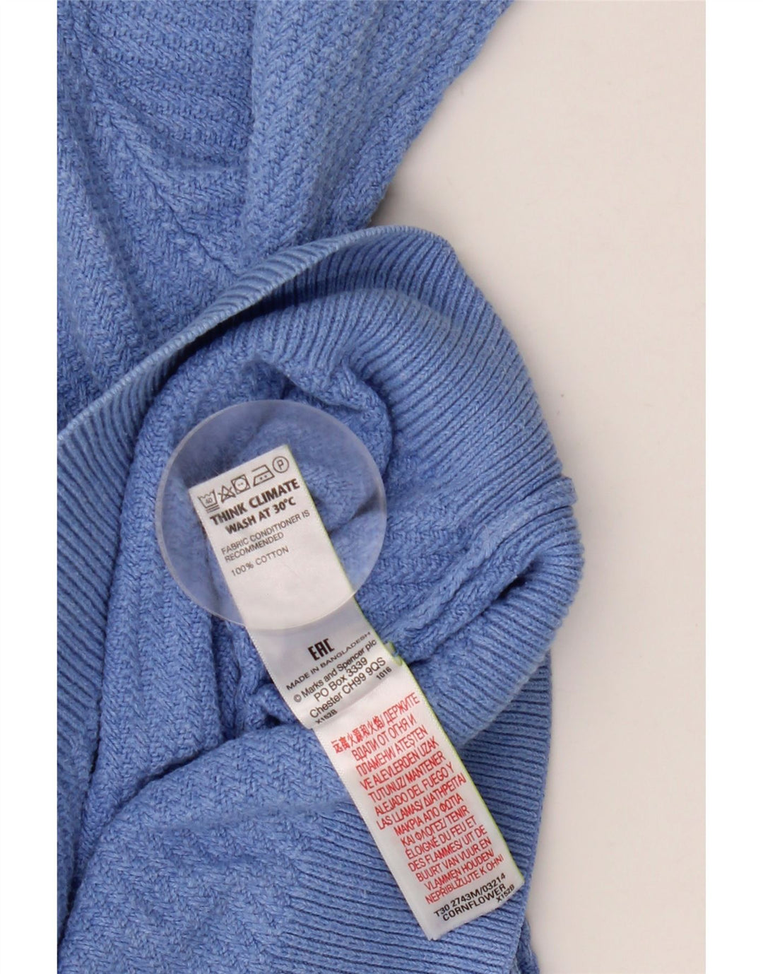 Marks & Spencer Jersey con Cuello Barco para Hombre XL Algodón Azul