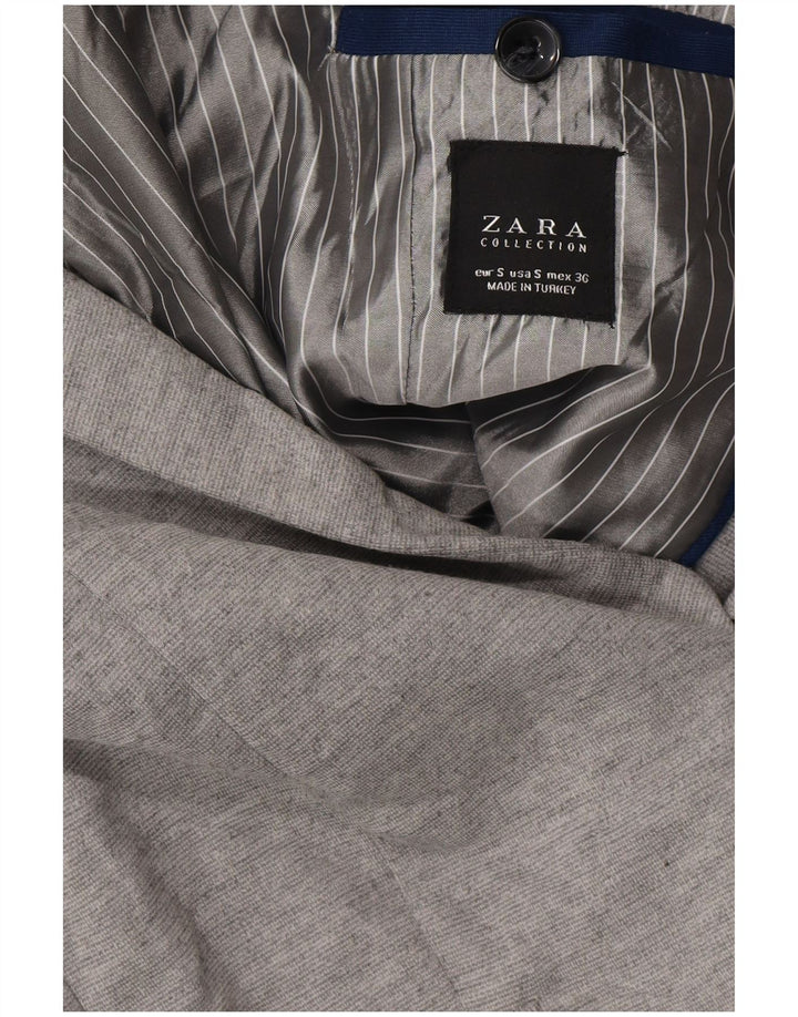 Zara Chaqueta tipo blazer con 1 botón para hombre UK 36 Small Grey