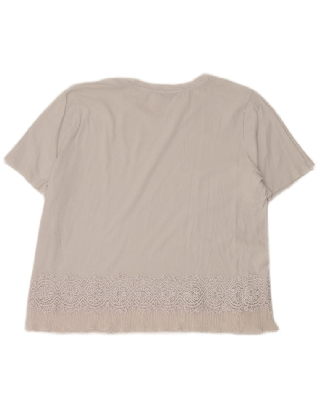 Zara Mujer Blusa Top UK 46 Grande Algodón Blanco