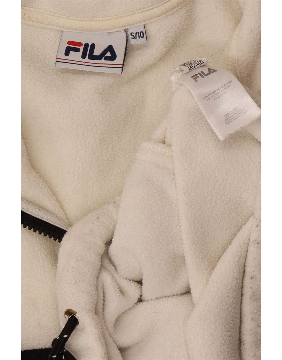 FILA Jersey de forro polar con gráfico extragrande para mujer UK 10 Small White Colourblock