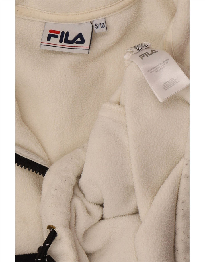 FILA Jersey de forro polar con gráfico extragrande para mujer UK 10 Small White Colourblock