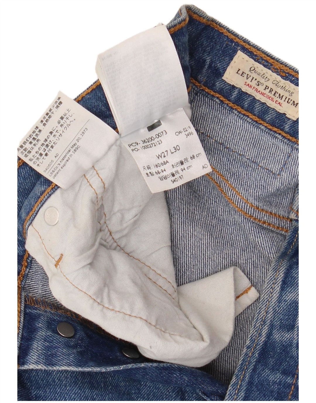 LEVI'S Jeans rectos 501 para hombre W27 L30 Algodón azul