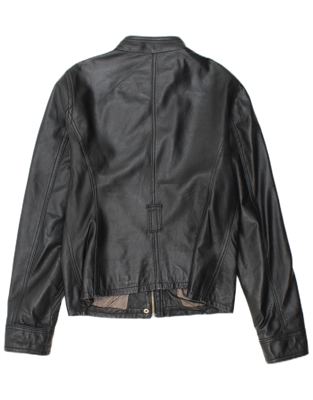 SANDRO FERRONE Chaqueta de cuero para mujer Reino Unido 44 Cuero negro grande