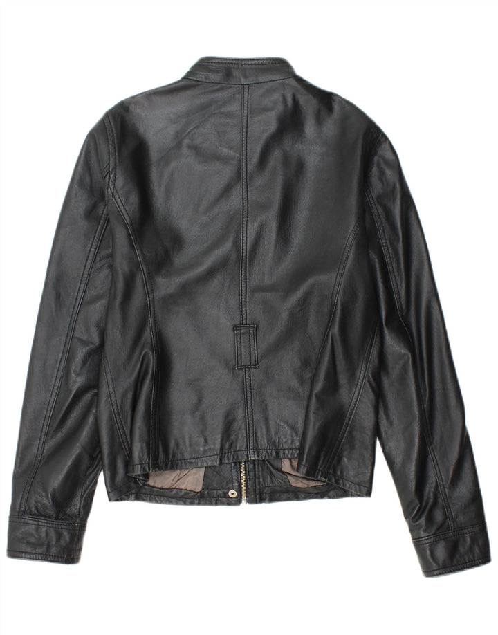 SANDRO FERRONE Chaqueta de cuero para mujer Reino Unido 44 Cuero negro grande