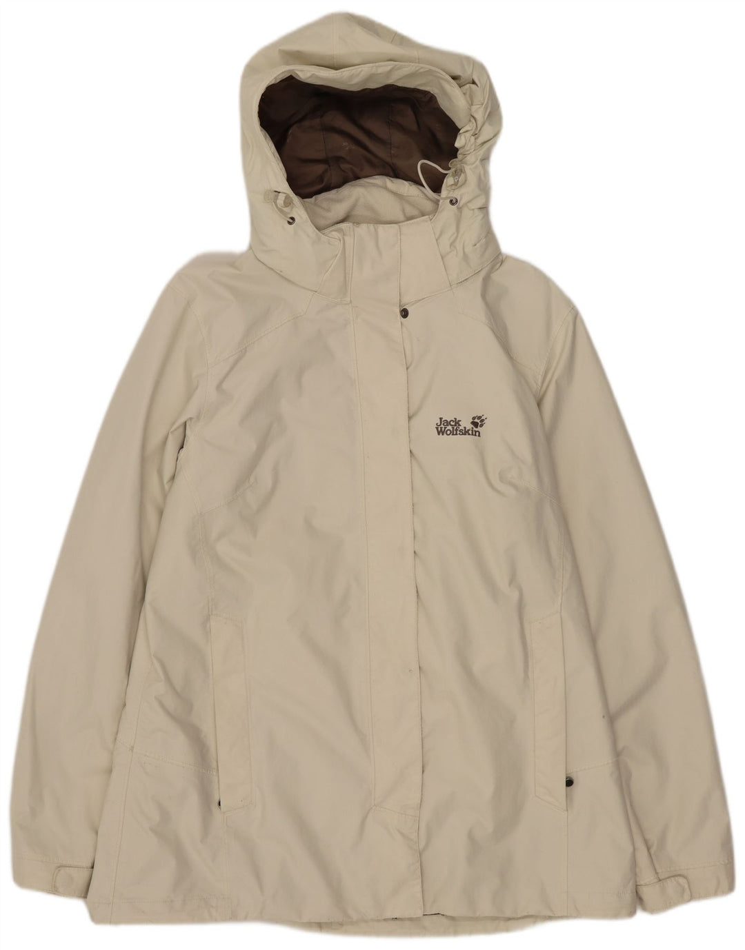Jack Wolfskin Chaqueta cortavientos con capucha para mujer UK 46 Large Beige Poliamida