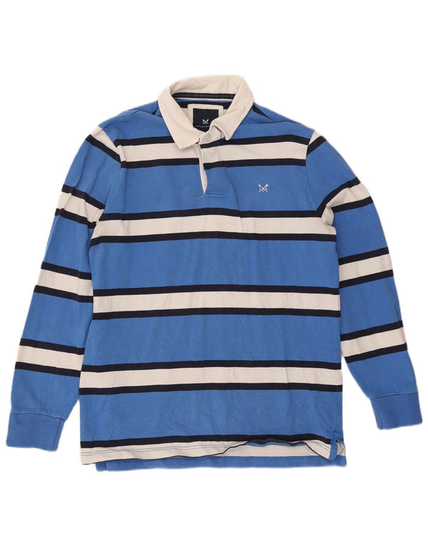 Crew Clothing Polo de rugby de manga larga para hombre Algodón a rayas azules grandes