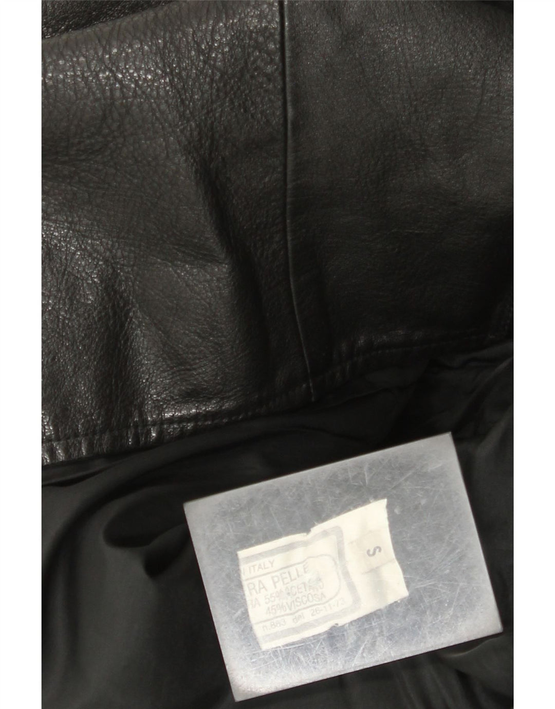 Vintage mujer crop chaqueta de cuero de gran tamaño Reino Unido 10 cuero negro pequeño