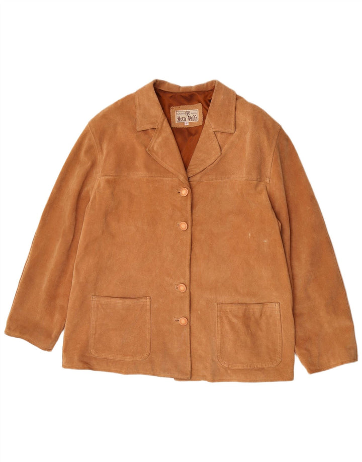 Vintage mujer oversize 4 botones ante Blazer chaqueta IT 44 marrón medio