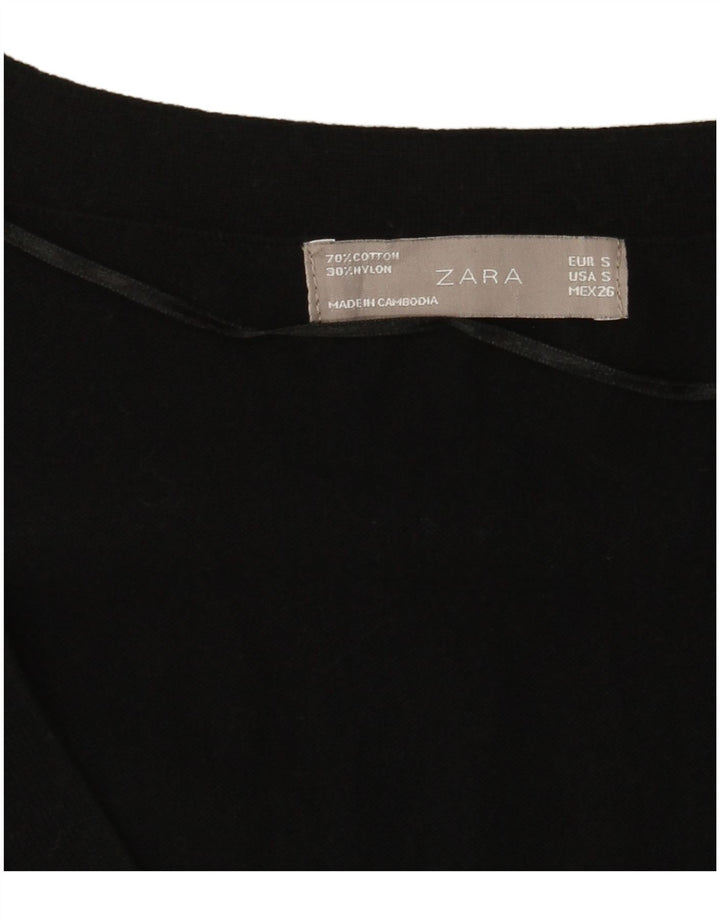 Zara Mujer Cárdigan Suéter UK 8 Small Negro
